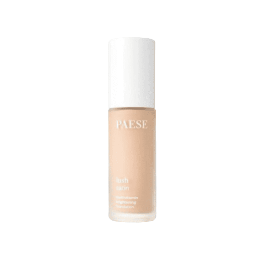 A close-up of PAESE LUSH SATIN Multivitamin Brightening Foundation 31, showcasing its radiant finish.