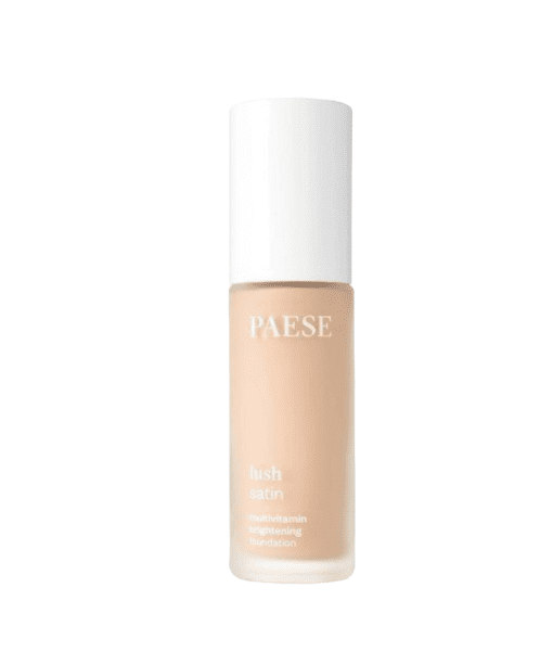 A close-up of PAESE LUSH SATIN Multivitamin Brightening Foundation 31, showcasing its radiant finish.