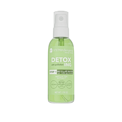 Elevate your makeup removal routine with Bell Hypoallergenic Detoxing Micellar Water, perfect for sensitive eyes. Powered by Matcha extract, this fragrance-free formula prevents aging and supports skin regeneration. With 87% natural ingredients and a commitment to Clean Beauty, it's a vegan-friendly choice free from microplastics. Dermatologist and ophthalmologist tested for safety and efficacy