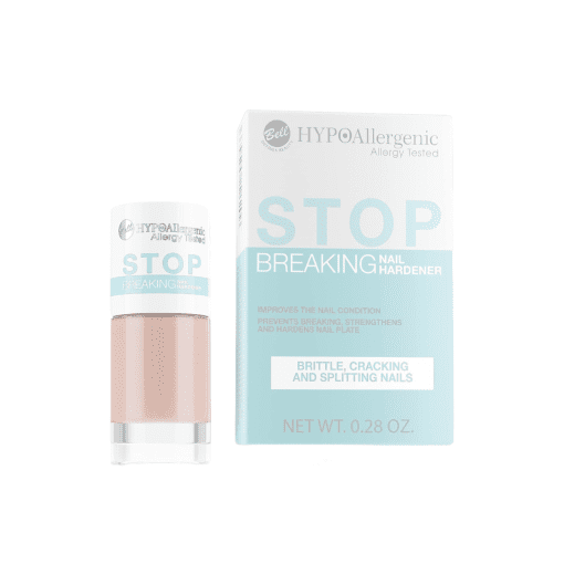 Achieve stronger, healthier nails with Bell's Hypoallergenic Stop Breaking Nail Hardener. Enriched with vitamins and minerals, this vegan-friendly formula prevents breakage and supports growth. Use it as a base or protective shield for vibrant nails. Perfect for sensitive skin. Elevate your nail care with Bell's Nail Hardener today.