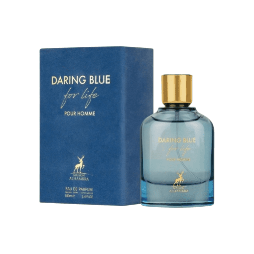 Indulge in the captivating charm of Daring Blue for Life Eau de Parfum by Maison Alhambra. This unisex fragrance celebrates the adventurous spirit of modern individuals, exuding confidence and determination. With sparkling citrus and spicy accords, complemented by warm woody notes, this scent captures the essence of boldness and mystery. Discover the allure of this unique fragrance and embrace the thrill of exploration.