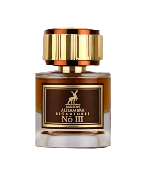 Unisex Oriental Perfume - Signatures No. III Eau De Parfum 50ml by Maison Alhambra / Lattafa. Captivating and Luxurious Fragrance. Pineapple, Caramel, Vanilla, and Sandalwood create an enchanting blend. Perfect as a Gift. Crafted in Dubai.