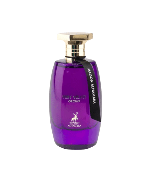 Captivate with Maison Alhambra Very Velvet Orchid - an enchanting fragrance for women. Lively top notes of black currant, pink pepper, and citruses lead to a heart of orchid and iris flower, while the warm base of patchouli and sandalwood leaves a lasting impression. Embrace sophistication and allure with this captivating scent. #MaisonAlhambra #VelvetOrchid #CaptivatingFragrance