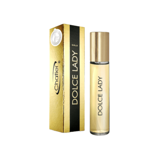 Elevate your senses with Chatler Dolce Lady Gold, an oriental floral fragrance that weaves together the zest of bergamot, mandarin, and lychee with the elegance of Madonna Lily and jasmine, resting on a base of enchanting vanilla, amber, musk, plum, and vetiver. Unveil a scent that exudes timeless sophistication and allure.