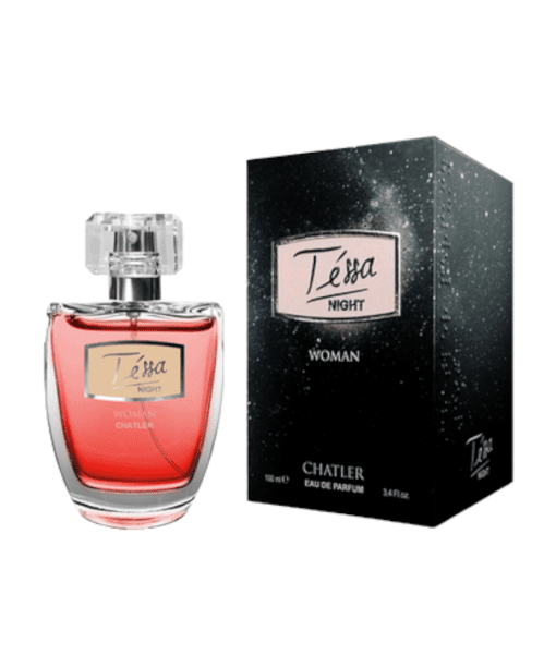 Immerse yourself in the seductive world of Chatler Tessa Night Woman, where fresh and vibrant top notes lead to a captivating blend of vanilla flower, black rose, passion fruit, and strawberry. It settles into a rich and entrancing base, creating a fragrance that embodies the allure of the night.