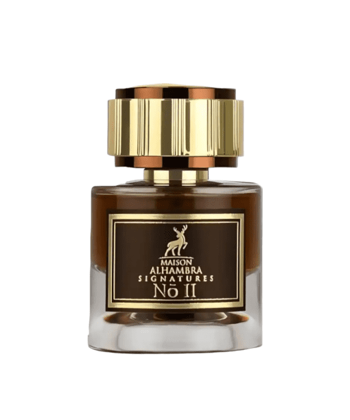 Embark on a sensory journey with Signatures No. II Eau De Parfum by Maison Alhambra/Lattafa. From the invigorating burst of bergamot, black pepper, and ginger to the seductive blend of rose, incense, and oud, this fragrance is a testament to perfumery's artistry. The warm embrace of amber, vanilla, and white musk leaves an irresistible trail, ensuring you make a lasting impression wherever you go. Immerse yourself in the captivating allure of Signatures No. II—a symphony of sophistication and allure. Experience the olfactory masterpiece that defines elegance and sophistication.