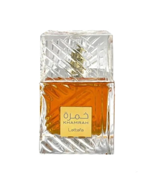 Discover Khamrah by Lattafa Parfumes—an enchanting unisex fragrance blending spicy warmth with sweet indulgence, culminating in a captivating olfactory experience.