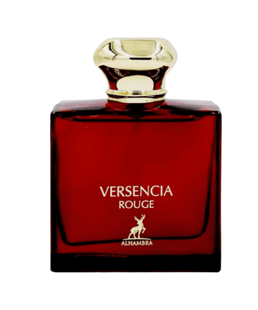 Discover the dynamic freshness of Versencia Rouge by Maison Alhambra, a captivating woody fragrance for men.