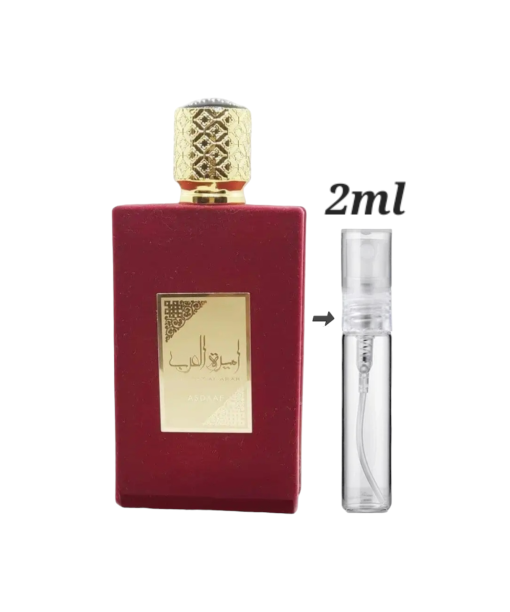 Asdaaf Ameerat Al Arab 2ml decants in Ireland, luxurious Arabian fragrance samples.