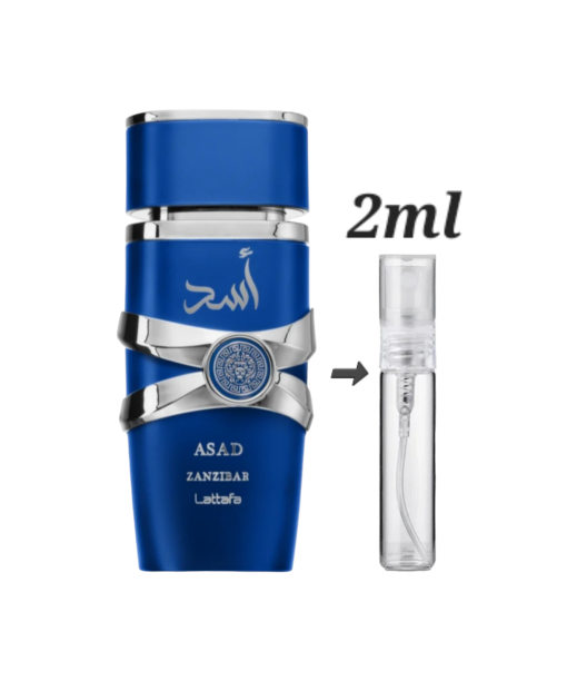 Lattafa Asad Zanzibar 2ml testers available in Ireland. Explore Dubai perfume decants for a touch of exotic luxury.