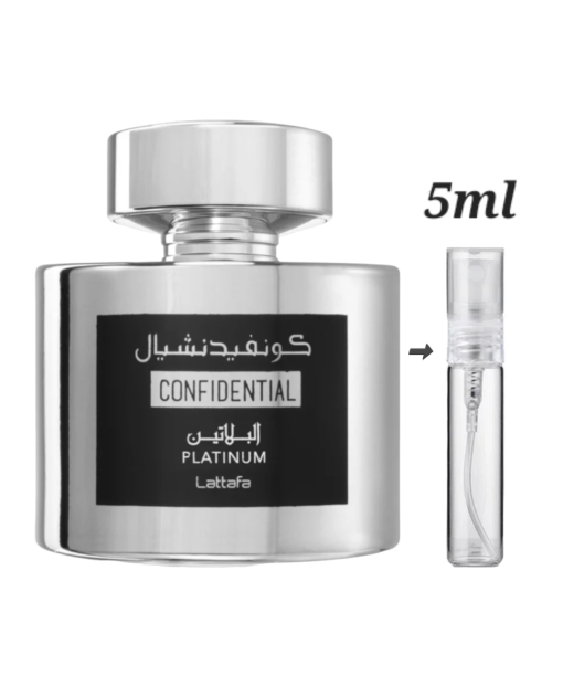 Lattafa Confidential 5ml decants in Ireland, luxury Dubai perfumes.