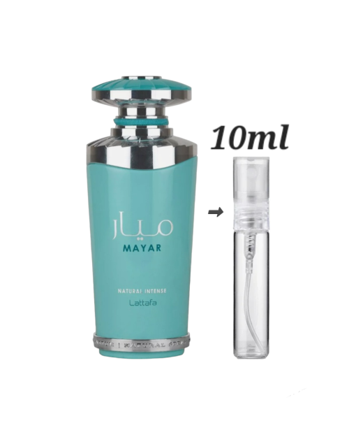 Lattafa Mayar Natural Intense 10ml decants available at our online decant shop in Dublin, offering a luxurious Arabic perfume experience.