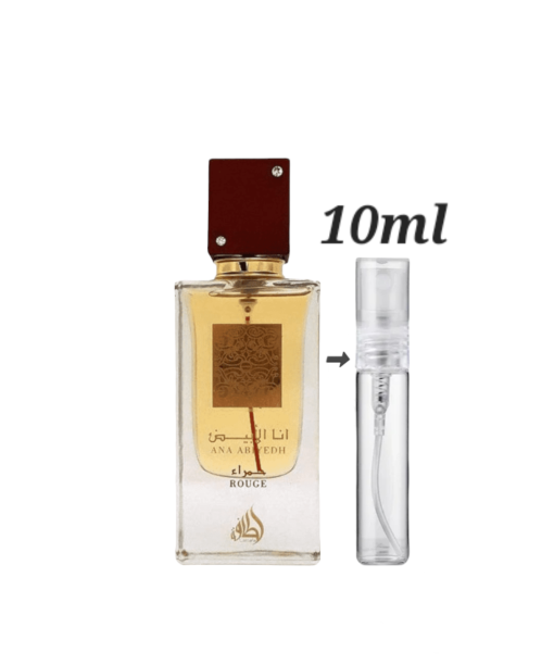 Lattafa Ana Abiyedh Rouge 10ml decants. Luxury Arabic perfumes in Ireland.